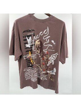 Chillregime Graphic T-Shirt XL Brown Skeleton Dove Rose Streetwear Spirit 2023
